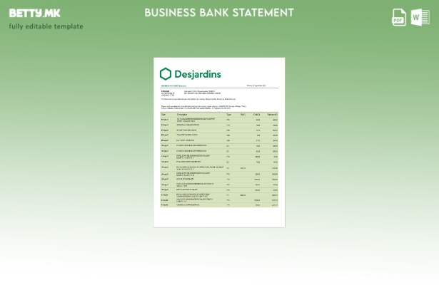 модерен стил Извештај за корпоративна чековна сметка на Desjardins Bank Шаблон W